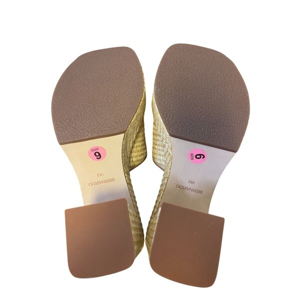 Bernardo Raffia Woven Block Heel Sandals Summer Shoes 9 - Picture 6 of 6